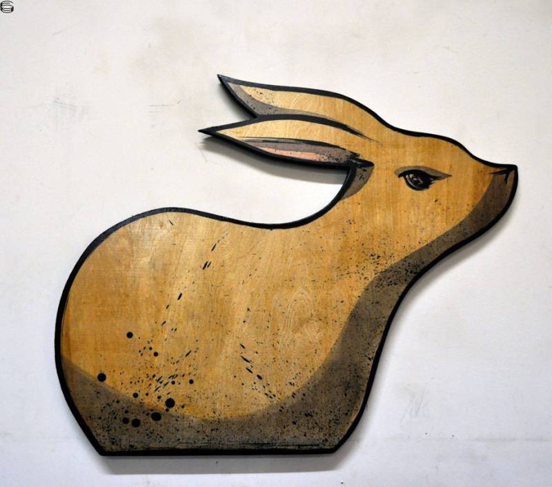 Hand Cut Wood Bunny 8