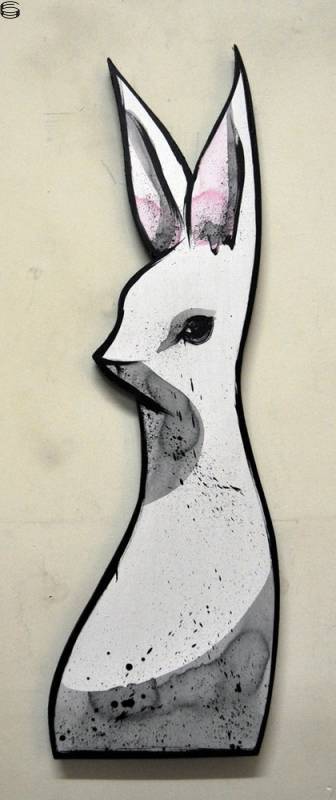 Hand Cut Wood Bunny 9