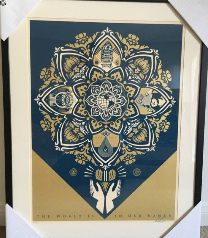 Shepard Fairey - Holiday Print - Gold/Blue Edition