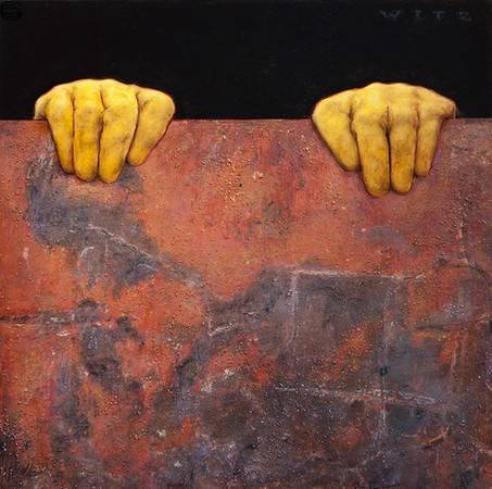Dan Witz - Kilroy Variation (2 Yellow Gloves, Square)