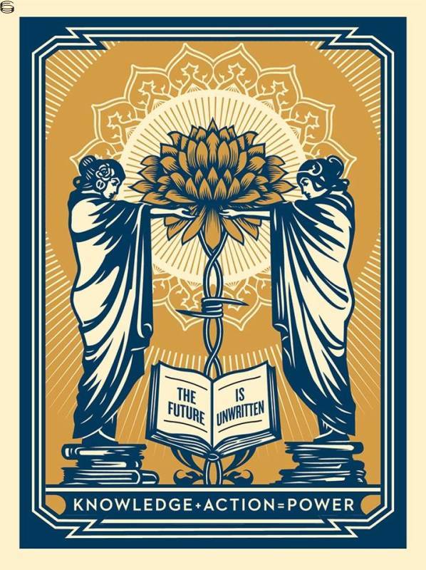 Shepard Fairey - Knowledge + Action - Blue / Gold Edition