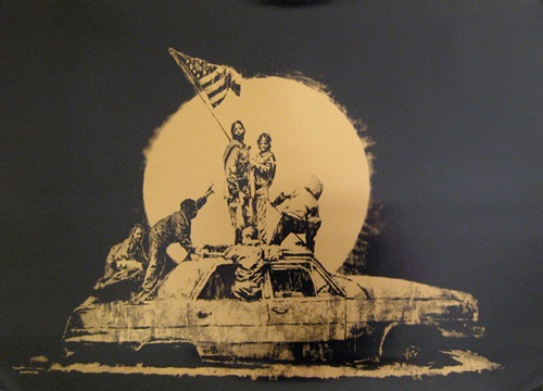 Banksy - Flag - Gold