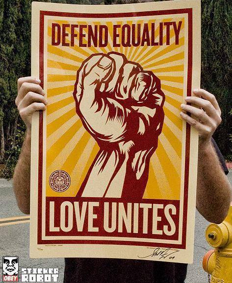 Shepard Fairey - Love Unites - Poster Sticker Edition