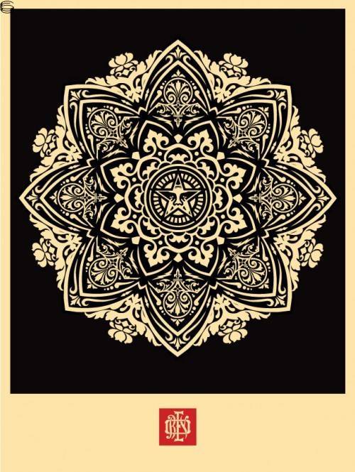 Shepard Fairey - Mandala Ornament 1 - Large Format Black Edition
