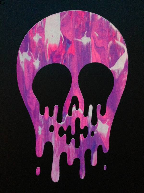 Neon Marbled Doom Skull (Black)