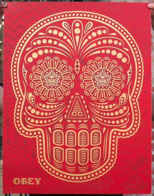 Shepard Fairey - Day of the Dead - Red Collage Edition