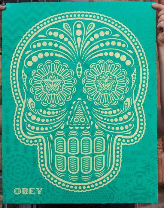 Shepard Fairey - Day of the Dead - Turquoise Collage Edition