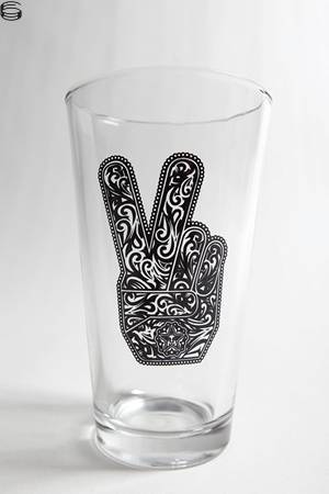 Shepard Fairey - Peace Fingers - Pint Glass Edition