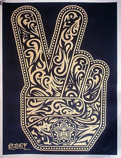 Shepard Fairey - Peace Fingers - White Edition