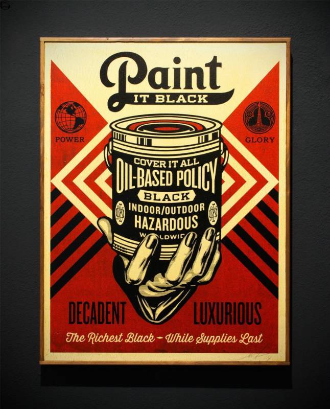 Shepard Fairey - Paint It Black - Wood Edition