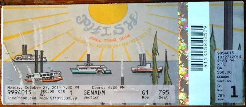 Phish San Francisco Ticket 10/27 14