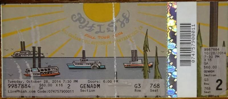 Phish San Francisco Ticket 10/28 14