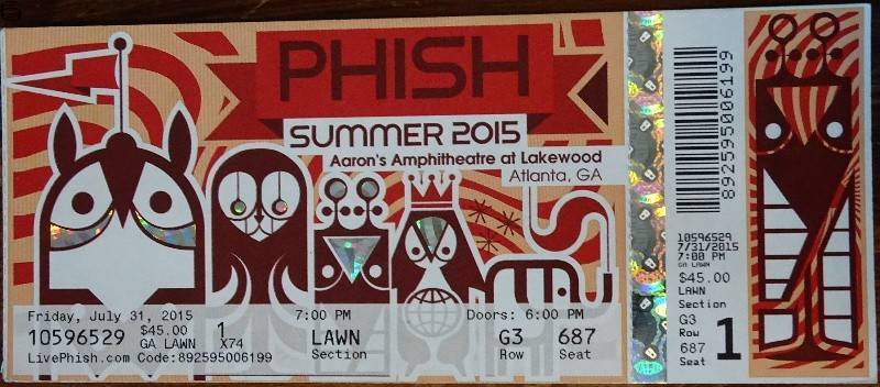 Phish Ticket Atlanta 07/31 15