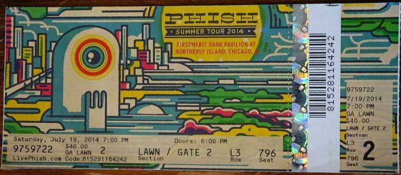 Phish Ticket Chicago 07/19 14