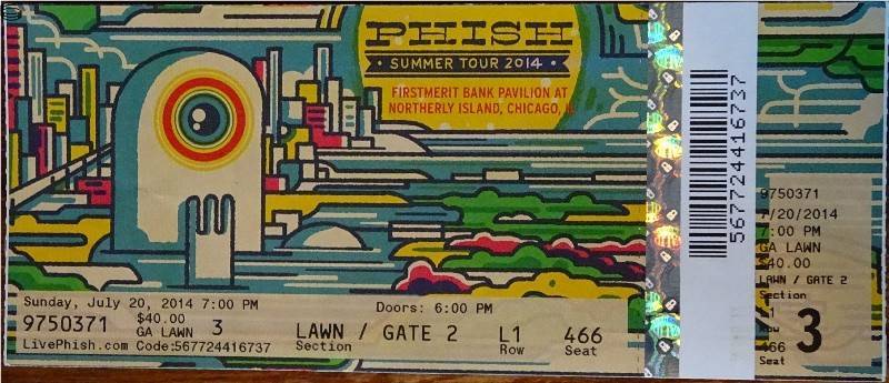 Phish Ticket Chicago 07/20 14