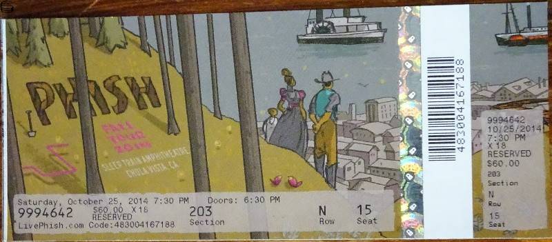 Phish Ticket Chula Vista 10/25 14