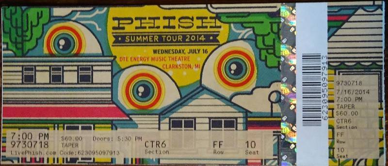 Phish Ticket Clarkston 07/16 14