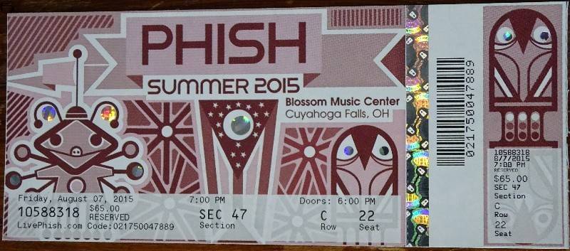 Phish Ticket Cuyahoga Falls  08/07 15