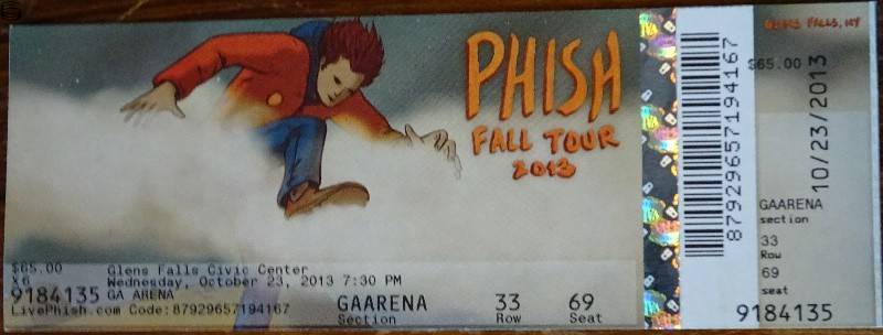 Phish Ticket Glenn Falls 10/23 13