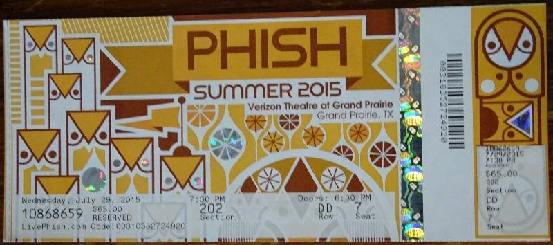 Phish Ticket Grand Prairie 07/29 15