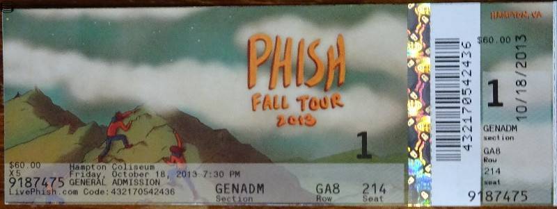 Phish Ticket Hampton 10/18 13