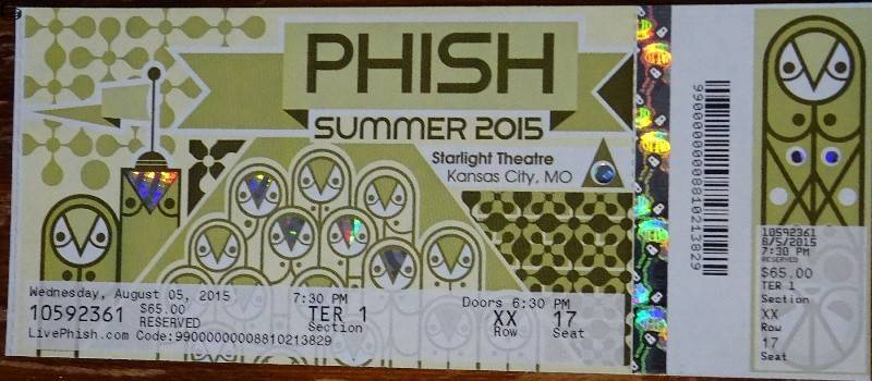 Phish Ticket Kansas City 08/05 15