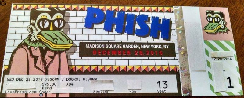 Phish Ticket NYC 12/28
