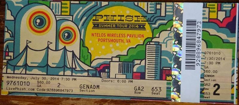 Phish Ticket Portsmouth 07/30 14