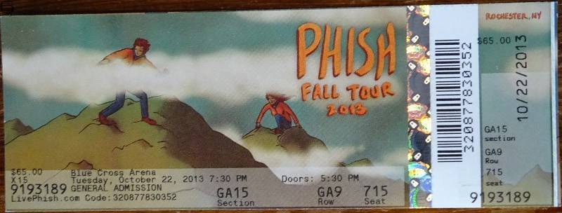 Phish Ticket Rochester 10/22 13