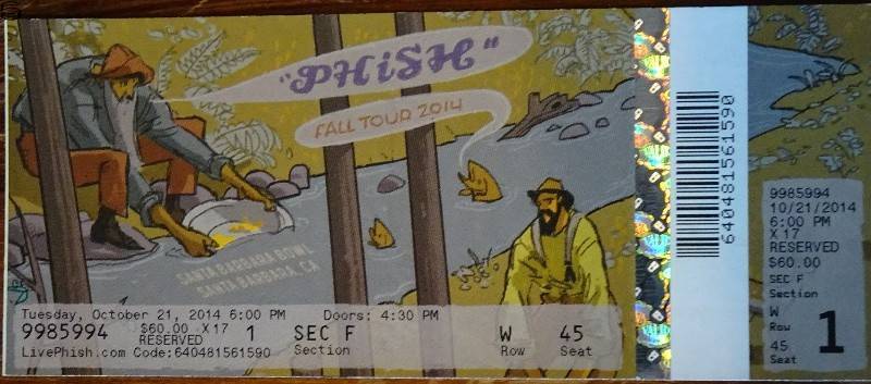 Phish Ticket Santa Barbara 10/21 14