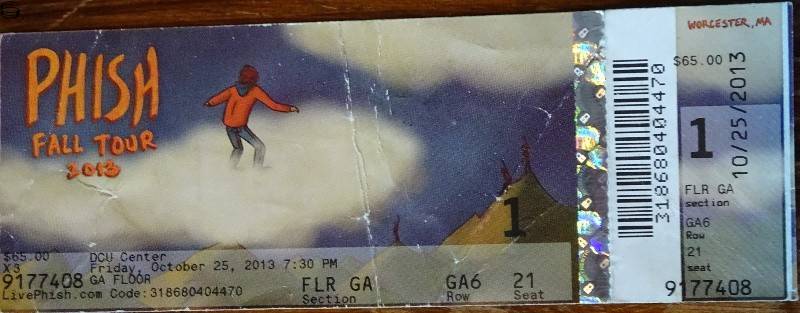 Phish Ticket Worcester 10/25 13