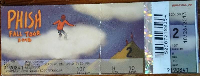 Phish Ticket Worcester 10/26 13