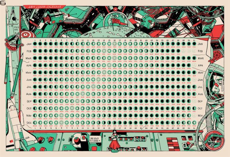 Space Aged to Infinity : A 2014 Lunar Calendar