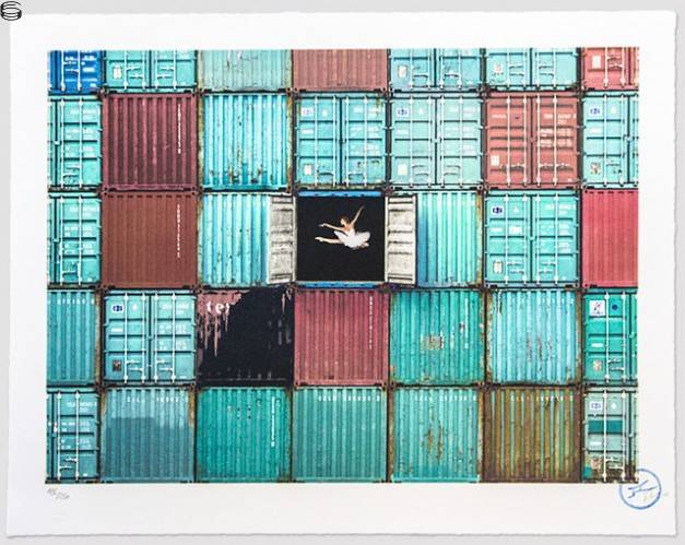 JR - The Ballerina Jumping In Containers, Le Havre, France, 2014 - First Edition