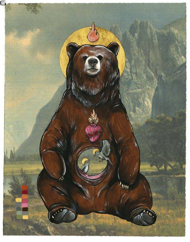 Steve Seeley - Untitled (Saint Bear with Birds)