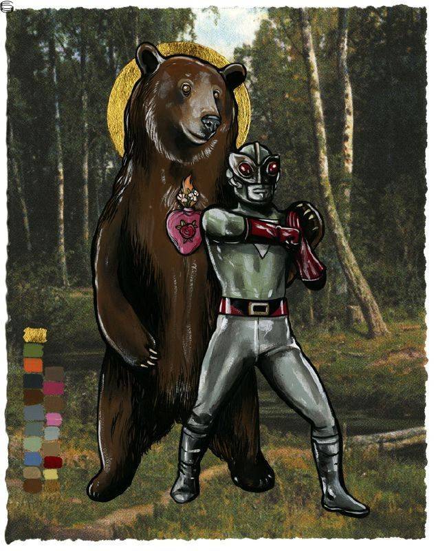 Untitled (Thundermask with Saint Bear)