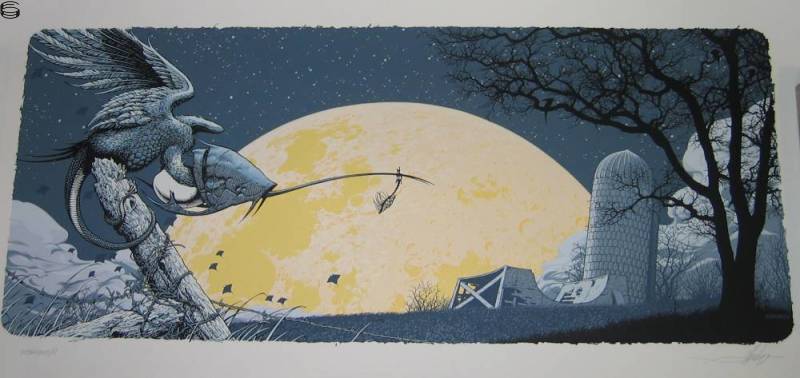 Aaron Horkey - Whale Bone Grove 08 - Blue w/Yellow Moon Edition