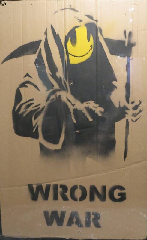 Banksy - Wrong War - Aerosol on cardboard