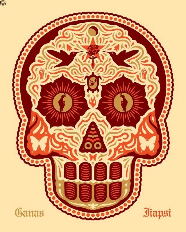 Yaqui Day of the Dead Red and Gold