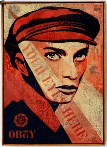 Shepard Fairey - Your Eyes Here - Stencil Collage/Canvas Edition