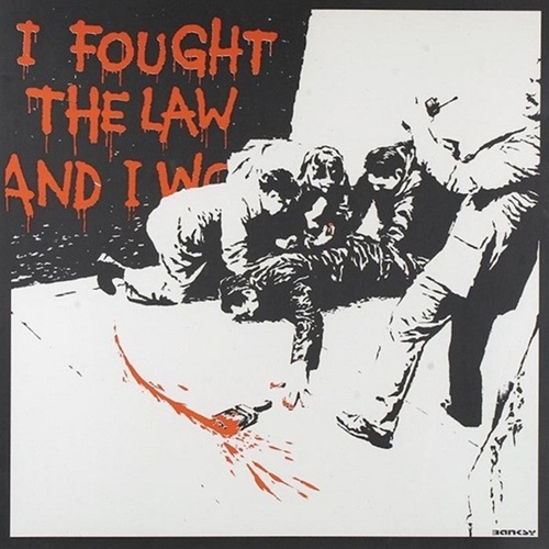 Banksy - I Fought The Law - Orange Signed