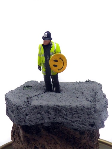 James Cauty - Aftermath Dislocation Principle Police Constable with a Smiley Riot Shield in a Jam Jar - First Edition