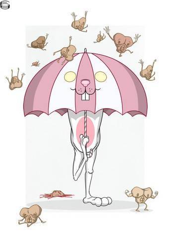 Bunnywith Umbrella (It's Raining Abdo-men)