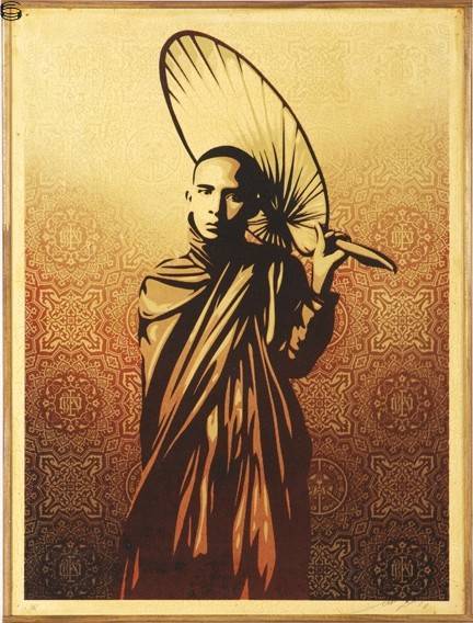 Shepard Fairey - Burmese Monk - Wood Edition
