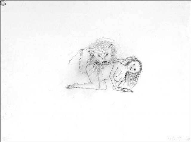 Crouching Woman with Lion