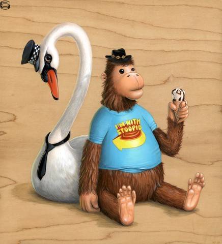 Cuddly Monkey and the Swan