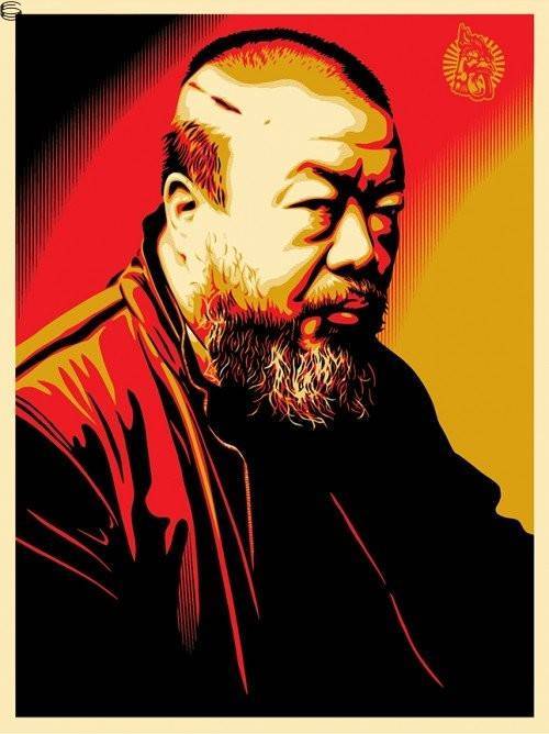 Shepard Fairey - Ai Weiwei: Cost of Expression - Wood Edition