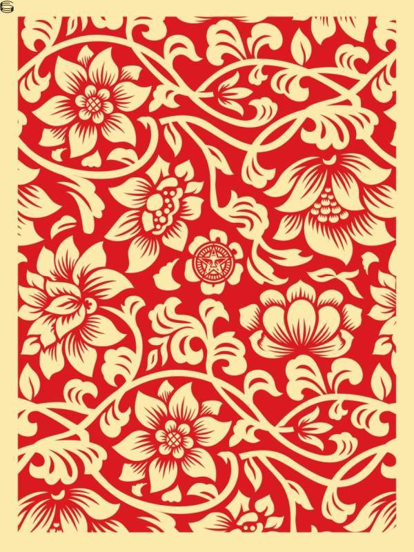 Shepard Fairey - Floral Takeover - Cream / Red Edition