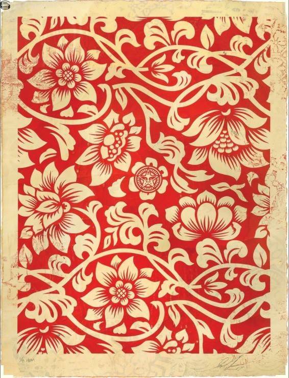 Shepard Fairey - Floral Takeover - Red HPM Edition