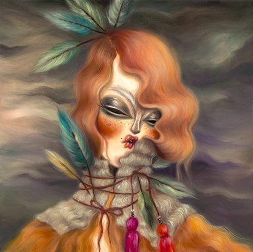 Miss Van - Flaming Hair Portrait - 50 x 50 cm
